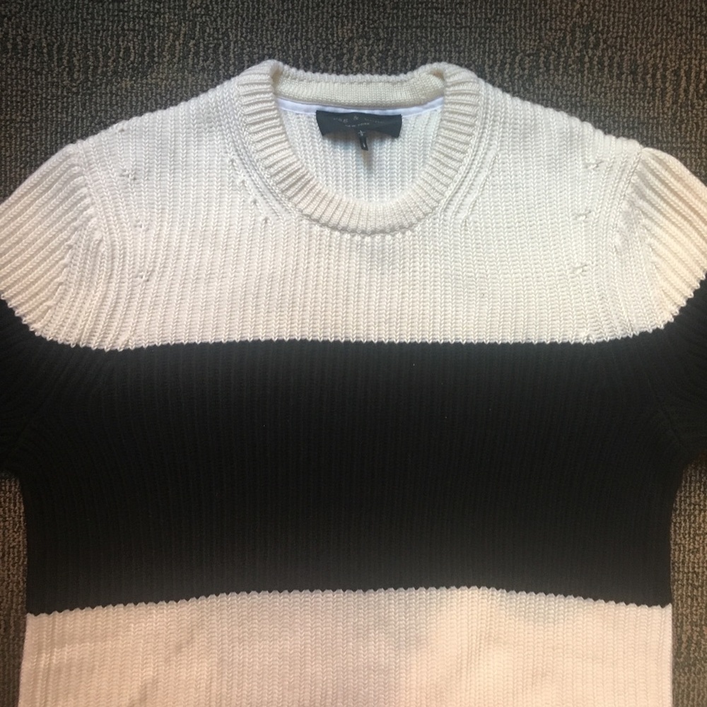 Rag & Bone - Color Block Heavy Knit Sweater, Large - image 3
